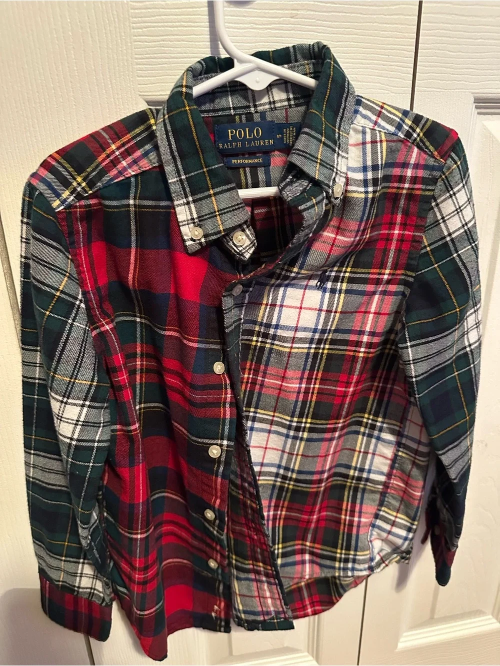 Ralph Lauren Green, Red and White Plaid Button-Down Shirt